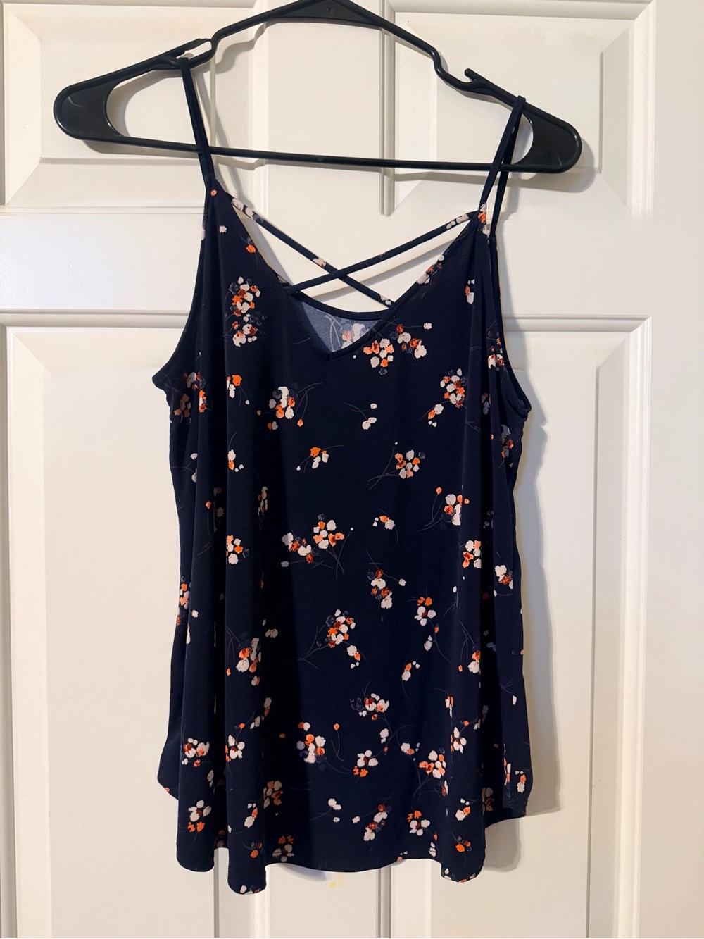 Kaileigh Navy Floral Crisscross Strap Cami